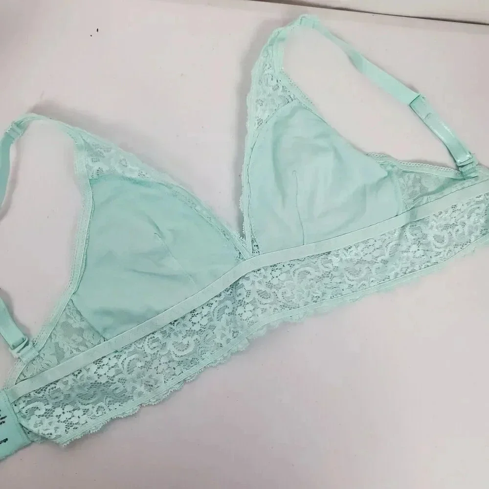 Women's SOMA Bralette Lace Plunge SZ XS Mint Green Teal Pastel Spring Ex Small - Picture 7 of 8